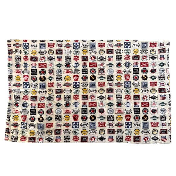 Vintage Train Railroad Themed Logo Pillowcase Cotton 30" x 19" Bedding - Picture 1 of 3